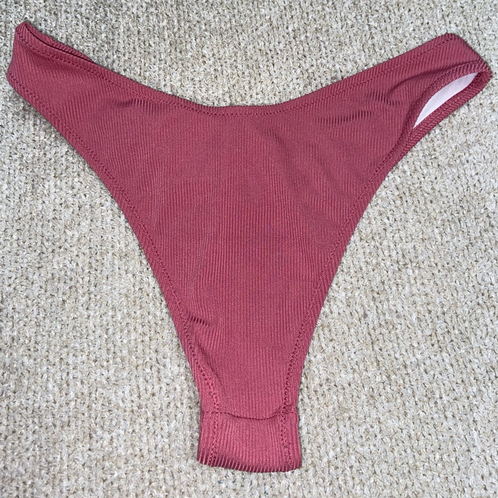 Mauve Pink Ribbed Bikini Bathing Suit Set - Picture 5 of 6
